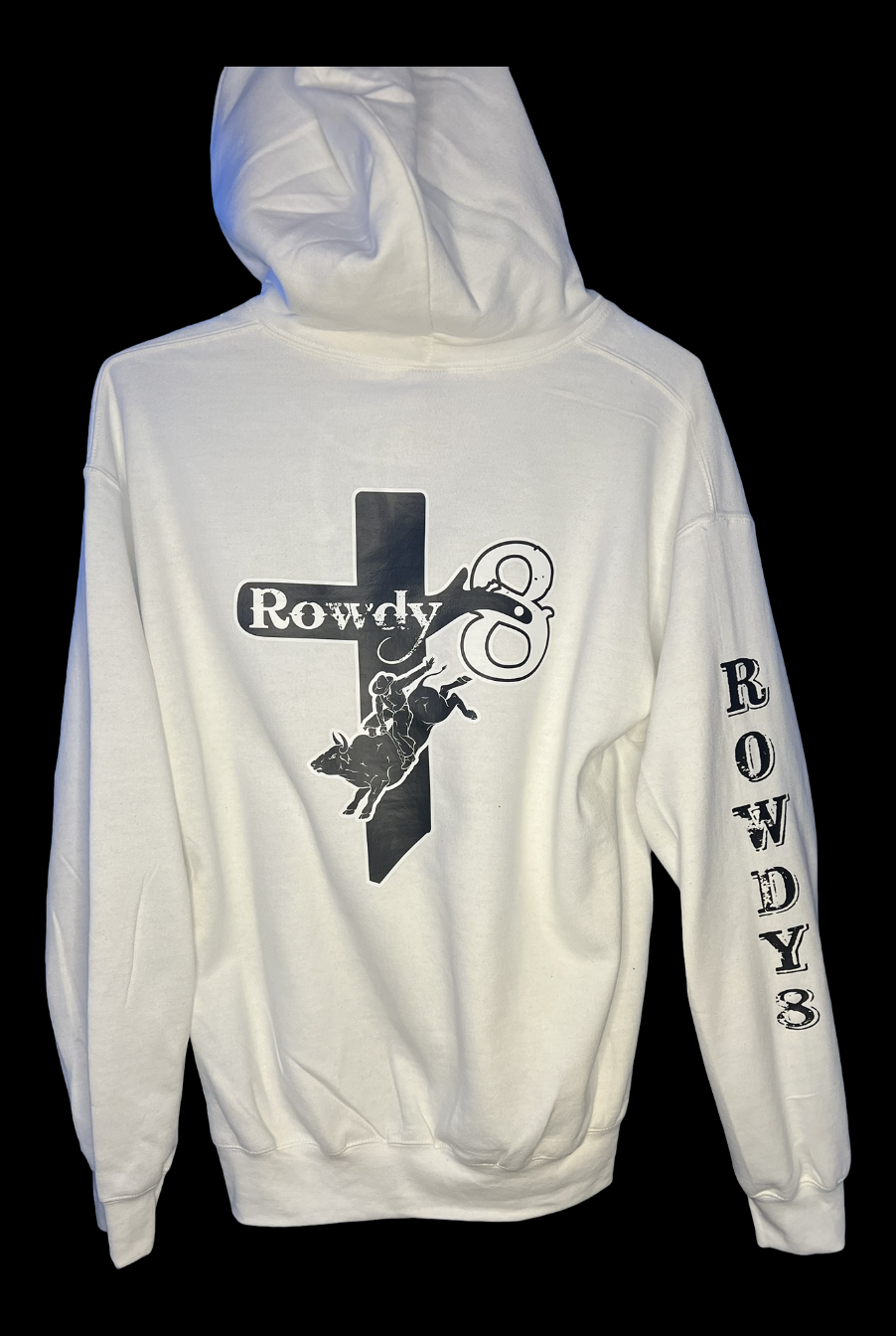 Rowdy8 White Hoodie